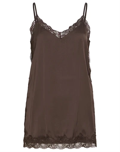 Vila - VIOnara Lace Singlet - Coffee Bean